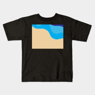 Abstract Blue waves and Brown sand background Kids T-Shirt